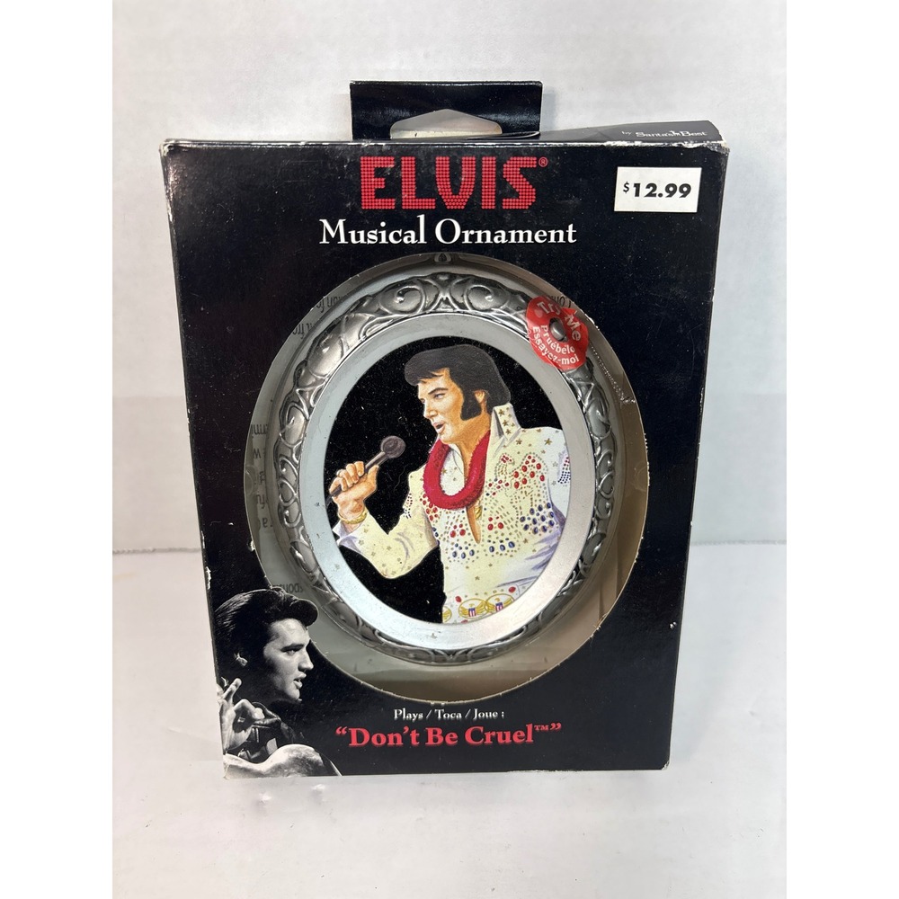 Elvis Presley Musical Ornament Plays Don't Be Cruel Santa's Best Vintage NIB